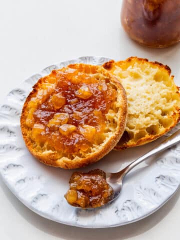 Apple jam served on a toasted English muffin
