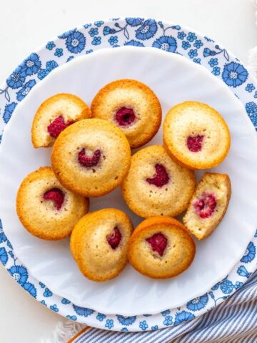 A plate of raspberry financiers.