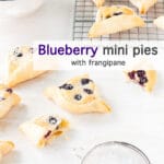 Blueberry mini pies with frangipane, triangle shaped mini pies