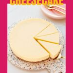 Classic baked cheesecake being sliced and served.