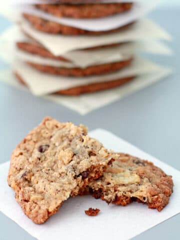 Compost cookies made with potato chips, chocolate chips and graham cracker