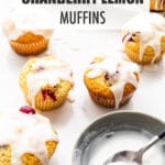 Glazing cranberry lemon muffins before serving.