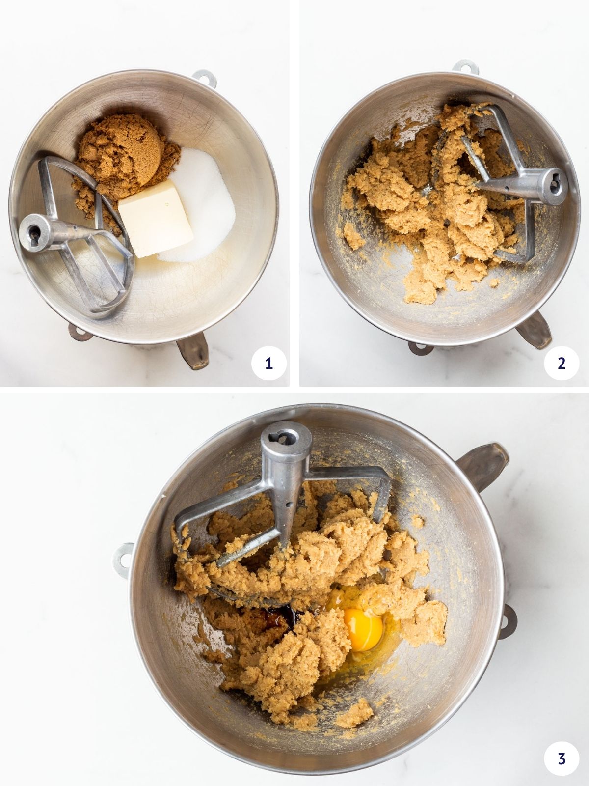 Creaming butter and sugar before adding eggs to make sugar cookie dough.