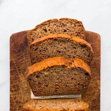 Sliced vegan banana bread (eggless)