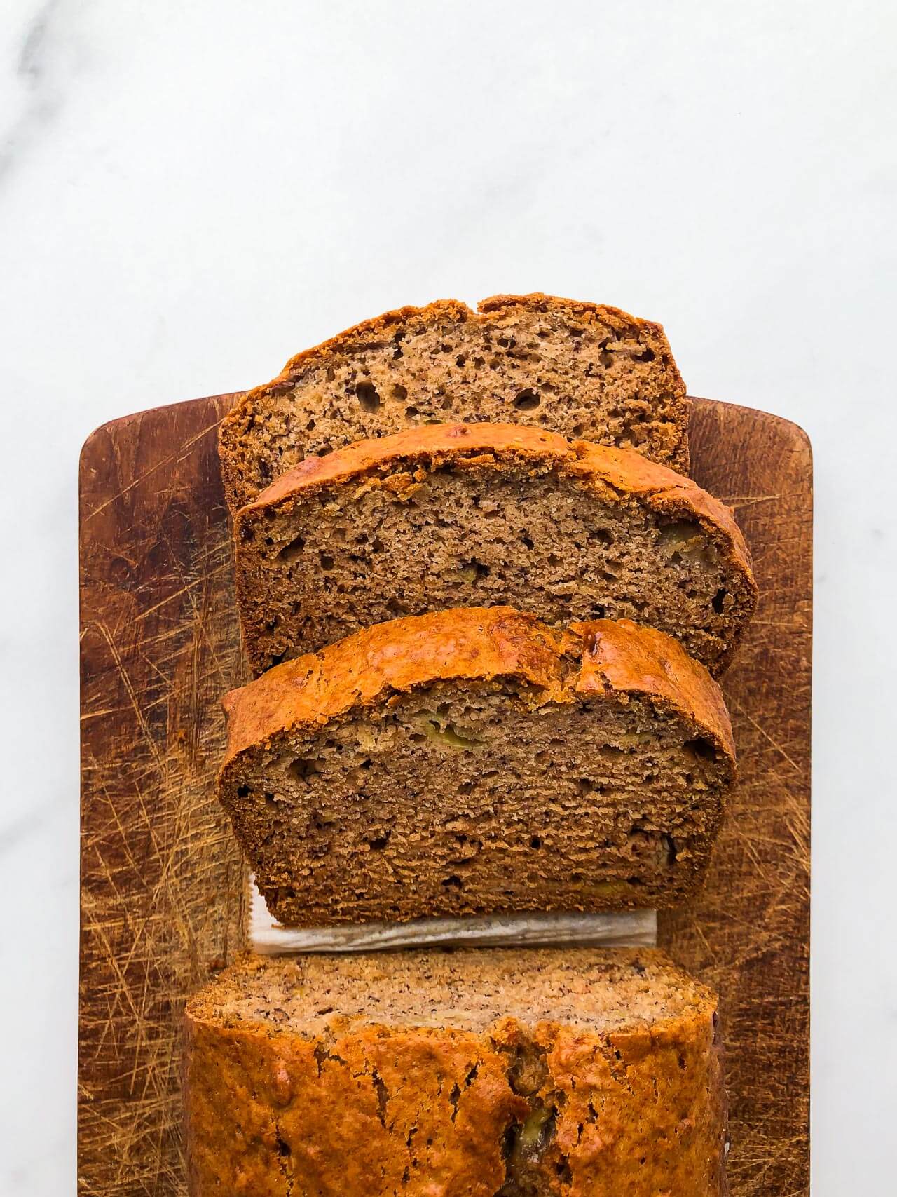 Sliced vegan banana bread (eggless)