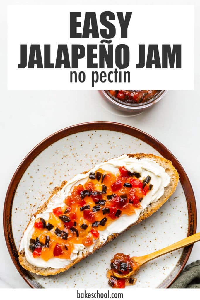 Pepper jam and cream cheese on bread.