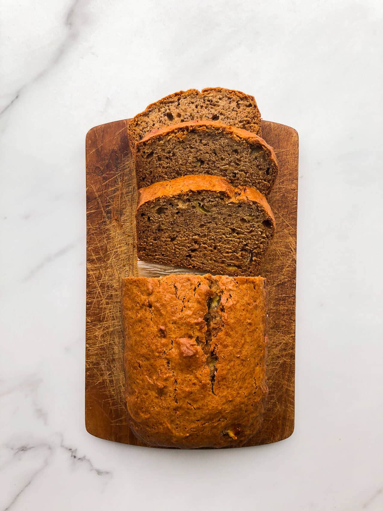 Sliced vegan banana bread