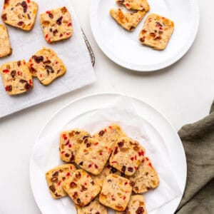 A plate of fruitcake cookies ready to be served.
