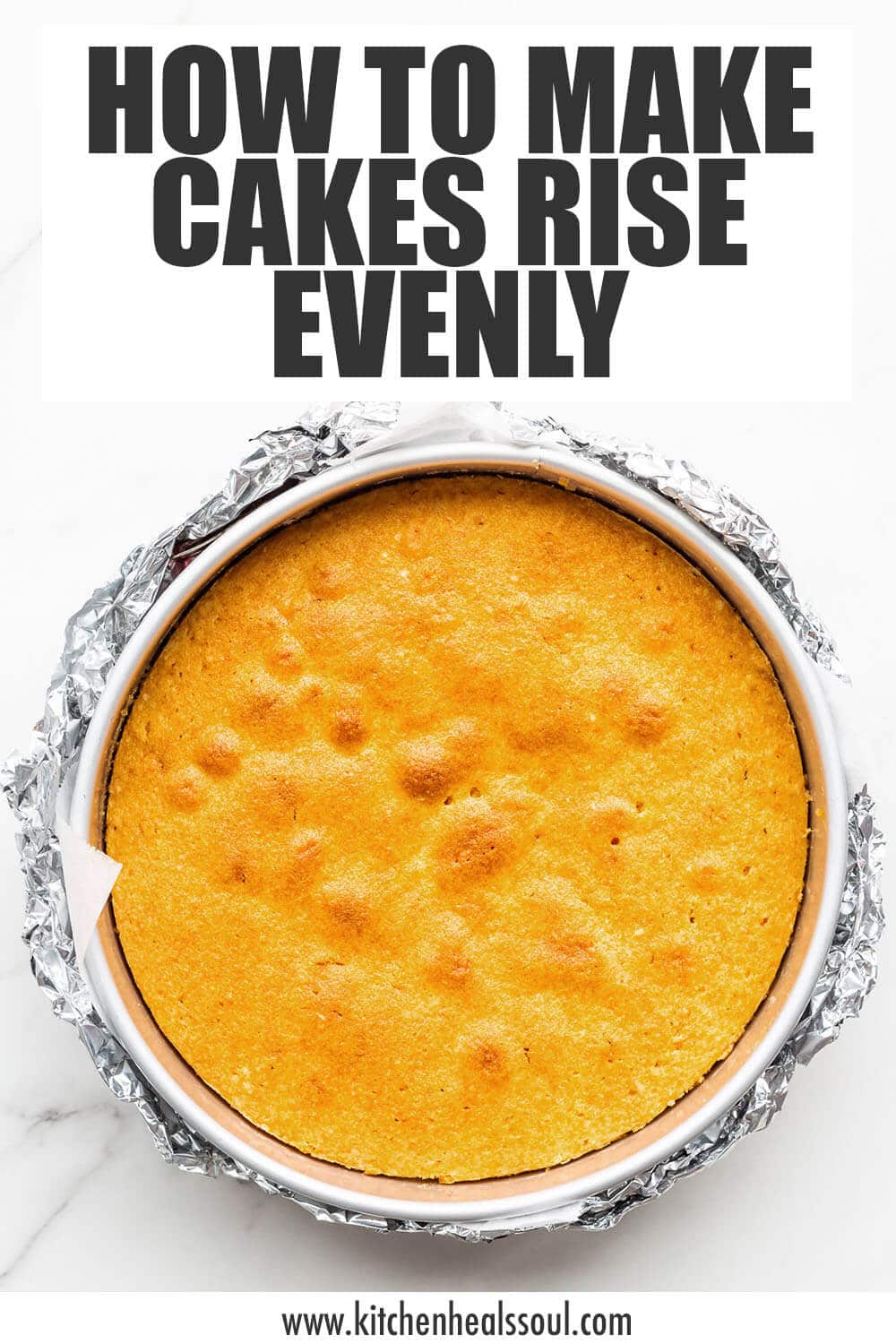 A cake that baked flat on top to show how to make cakes rise evenly.