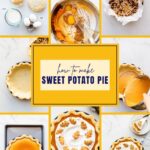 Collage of images showing how to make sweet potato pie.