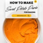 A bowl of sweet potato purée for baking.