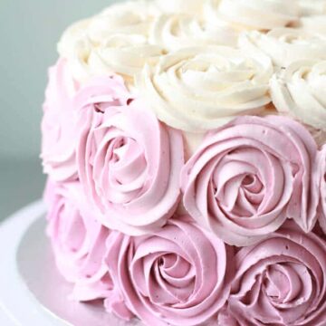 Italian meringue buttercream piped with 1M Wilton tip to make a rose cake