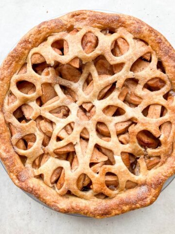 Double crust apple pie loaded with apples.