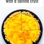 Orange pie with saltine crust sliced and ready to serve.