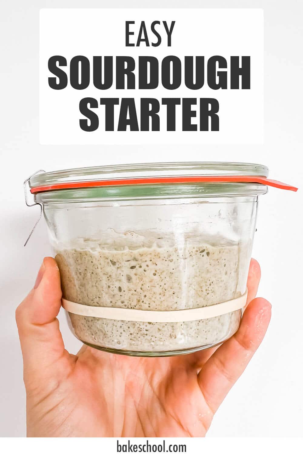 A jar of active sourdough starter that has been fed and doubled in size.